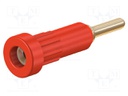 Socket; 2mm banana; 10A; 24.5mm; red; Mounting: push-in,on panel