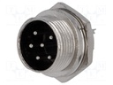 Socket; microphone; male; PIN: 6; for panel mounting