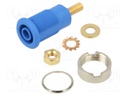 Socket; 4mm banana; 32A; blue; gold-plated; Overall len: 33mm