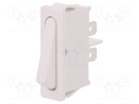 ROCKER; SPST; Pos: 2; OFF-ON; 6A/250VAC; white; IP40; none; 100mΩ