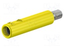 Socket; 4mm banana; 32A; yellow; nickel plated; screw; insulated