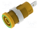 Connector: 4mm banana; socket; yellow-green; faston terminal