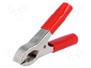 Crocodile clip; 30A; Grip capac: max.25mm; Overall len: 80mm; red