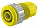 Socket; 4mm banana; 24A; 1kV; Cutout: Ø12.2mm; yellow; insulated