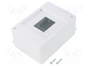 Enclosure: for modular components; IP20; white; No.of mod: 4; 400V