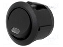 ROCKER; SPST; Pos: 2; OFF-(ON); 20A/12VDC; black; LED 12VDC,point