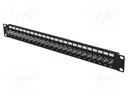 Patch panel; black; Number of ports: 24; F socket x24; rack 19"