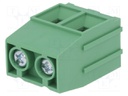PCB terminal block; angled 90°; 10.16mm; ways: 2; on PCBs; tinned