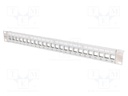 Patch panel; Keystone; grey; Number of ports: 24; 19"; Cat: 5e,6,6a