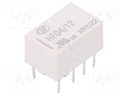 Relay: electromagnetic; DPDT; Ucoil: 12VDC; 0.5A/125VAC; 2A/30VDC