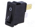 ROCKER; SPST; Pos: 2; OFF-ON; 10A/250VAC; black; none; Body: black