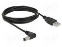 Cable; USB A plug,DC 5,5/2,5 plug; angled,straight; black; 1.5m