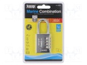 Padlock; Width: 40mm; stainless steel; gates,garages,cabinets