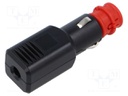 Cigarette lighter plug; screw terminal; Sup.volt: 12÷24VDC; 7.5A