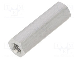 Screwed spacer sleeve; Int.thread: M4; 25mm; hexagonal; aluminium