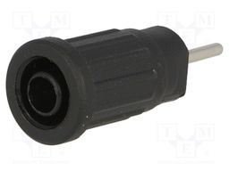 Socket; 4mm banana; 24A; 1kVDC; black; nickel plated; on panel