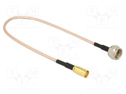 Cable; 250mm; F plug,SMB female; transparent; Øcable: 2.5mm; 50Ω