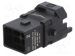 Connector: rectangular; male; Han 1A; PIN: 3; 2+PE; size 1A