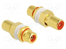 Adapter; RCA socket,both sides; Plating: gold-plated; 9.5mm