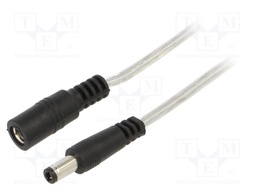Cable; DC 5,5/2,5 plug,DC 5,5/2,5 socket; straight; 0.5mm2; 5m
