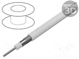 Wire: coaxial; solid; CCS; PVC; white; 50m; 5mm