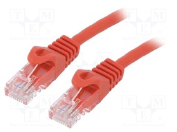 Patch cord; U/UTP; 6; stranded; CCA; PVC; red; Len: 2m; 26AWG
