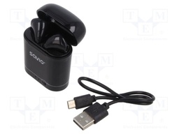 Wireless headphones with microphone; black; USB B micro; 10m