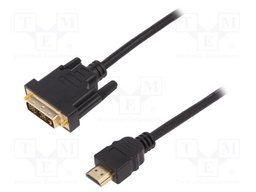 Cable; HDMI 1.4; DVI-D (18+1) plug,HDMI plug; 5m; black; 30AWG