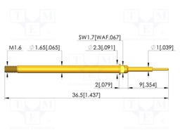 Test needle; Spring compression: 4mm; 5mm; 8A; CuBe; gold-plated
