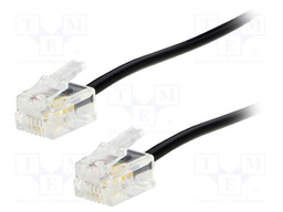 Cable: telephone; RJ11 plug,both sides; 20m; black