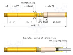 Test needle; Spring compression: 4mm; 5.5mm; 45A; CuBe; Ø: 6.2mm