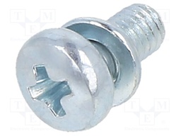 Screw; M3x6; DIN: 7985; Head: cheese head; Phillips; steel; zinc; PH1