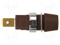 Socket; 4mm banana; 32A; 1kV; brown; gold-plated; screw; insulated