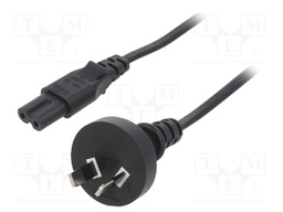 Cable; AS/NZS 3112 (I) plug,IEC C7 female; PVC; 3m; black; 10A
