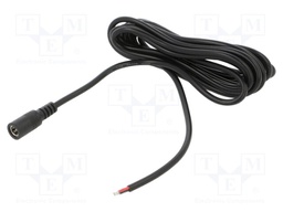 Cable; 2x0.5mm2; DC 5,5/2,1 socket; straight; black; 3m; -20÷80°C