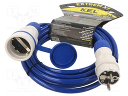 Extension lead; Sockets: 1; PUR; blue; 3x1,5mm2; 5m; 16A