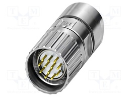 Connector: M23; plug; PIN: 12; soldering; straight; M23 PRO; 8A; 150V