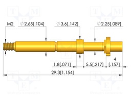 Test needle; Spring compression: 4mm; 5mm; 8A; CuBe; gold-plated