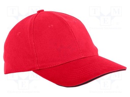 Baseball cap; red; cotton; Size: 57-61; 290g/m2; 12pcs.