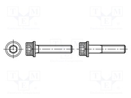 Screw; with flange; M10x50; Head: knurled,cheese head; imbus