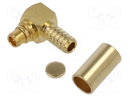 Plug; MMCX; male; angled; 50Ω; RG174,RG188,RG316; for cable; teflon