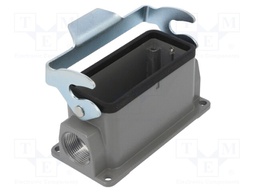 Enclosure: for HDC connectors; size D16B; with latch; angled