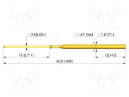 Test probe socket; gold-plated; KS-100; 48.2mm; test needles
