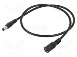 Cable; 2x0.5mm2; DC 5,5/2,1 plug,DC 5,5/2,1 socket; straight
