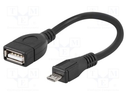 Cable; OTG,USB 2.0; USB A socket,USB B micro plug; 0.15m; black