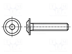 Screw; with flange; M8x20; Head: button; imbus; steel; black finish