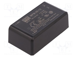 Power supply: switched-mode; modular; 30W; 12VDC; 69.5x39x24mm