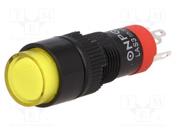 Switch: push-button; Pos: 2; SPDT; 0.5A/250VAC; 1A/24VDC; yellow