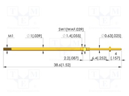 Test needle; Spring compression: 4.3mm; 6.35mm; 3A; CuBe; Ø: 0.64mm