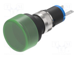 Indicator: LED; prominent; green; 24VDC; Ø16.2mm; for soldering; 18
